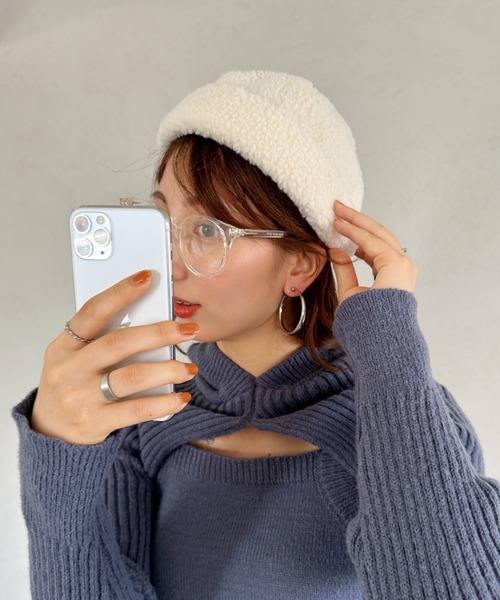 un+frame（アンフレーム）の「boa low cap beanie／ラウンドボアローキャップ/ビーニー（ニットキャップ/ビーニー・レディース・ベージュ/アイボリー/ブラック・FREE）」の5枚目の写真