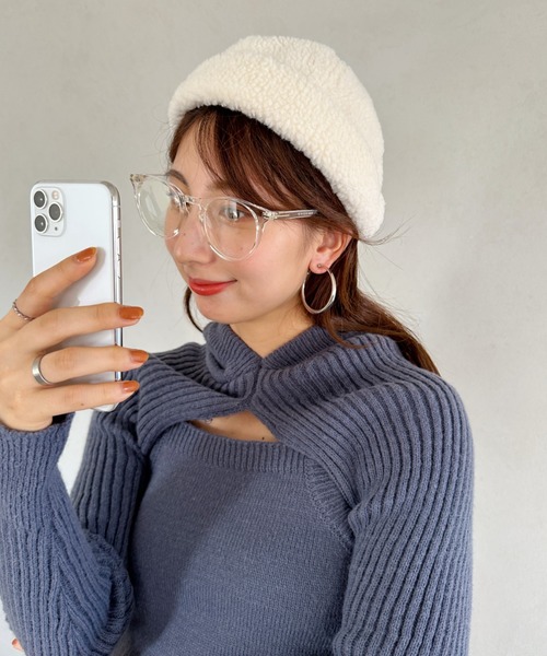 un+frame（アンフレーム）の「boa low cap beanie／ラウンドボアローキャップ/ビーニー（ニットキャップ/ビーニー・レディース・ベージュ/アイボリー/ブラック・FREE）」の6枚目の写真