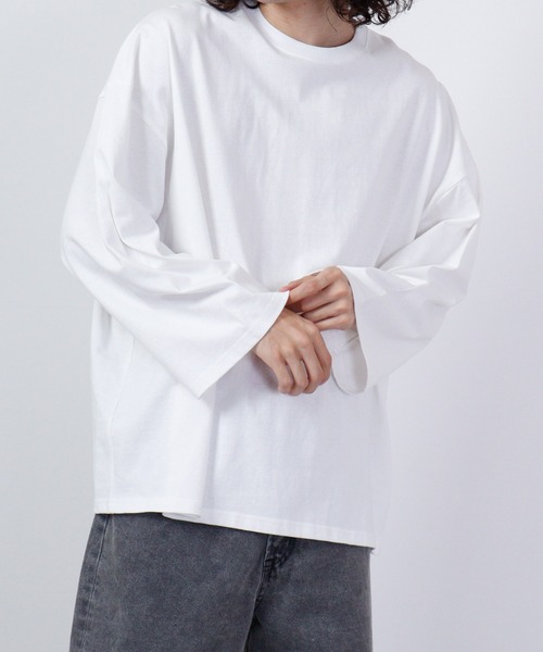 FUNALIVE（ファンアライブ）の「USA cotton long sleeve big T-shirt / コットン ビッグTシャツ unisex（Tシャツ/カットソー・メンズ・ブラウン系/ホワイト系1/杢グレー/チャコール/グレー系その他/ベージュ/ピンク/ネイビー系/ブラック/グリーン/ブラウン/ホワイト系2/グレー系/サックスブルー/ベージュ系/グレー系その他2/ホワイト/ネイビー/グリーン系/ブラック系・XL/L/M）」の2枚目の写真