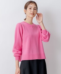 【8色展開・前後着用可】ウールカシミヤミックス パフスリーブ ニット