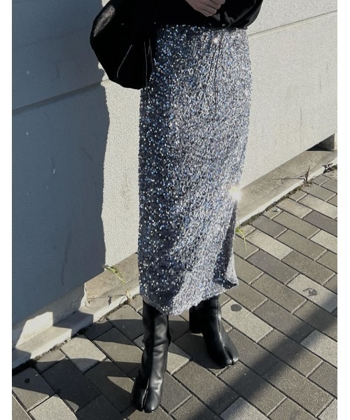 Re:EDIT（リエディ）の「スパンコールカットベロアタイトスカート（スカート・レディース・シルバー/ブラック・FREE）」の8枚目の写真