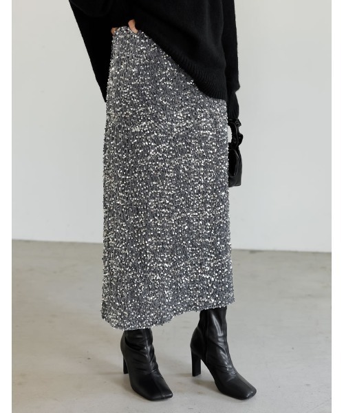Re:EDIT（リエディ）の「スパンコールカットベロアタイトスカート（スカート・レディース・シルバー/ブラック・FREE）」の11枚目の写真