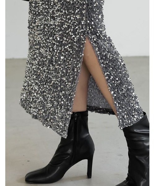 Re:EDIT（リエディ）の「スパンコールカットベロアタイトスカート（スカート・レディース・シルバー/ブラック・FREE）」の12枚目の写真