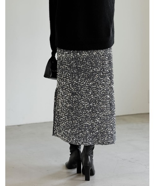 Re:EDIT（リエディ）の「スパンコールカットベロアタイトスカート（スカート・レディース・シルバー/ブラック・FREE）」の14枚目の写真
