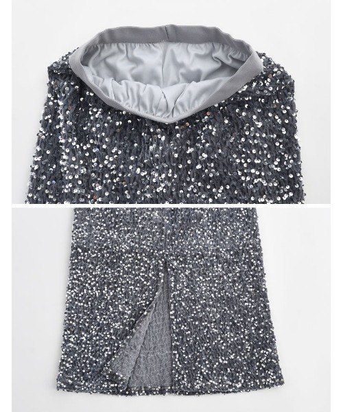 Re:EDIT（リエディ）の「スパンコールカットベロアタイトスカート（スカート・レディース・シルバー/ブラック・FREE）」の16枚目の写真