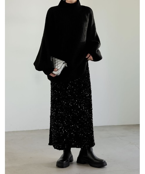 Re:EDIT（リエディ）の「スパンコールカットベロアタイトスカート（スカート・レディース・シルバー/ブラック・FREE）」の7枚目の写真