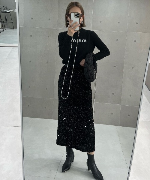 Re:EDIT（リエディ）の「スパンコールカットベロアタイトスカート（スカート・レディース・シルバー/ブラック・FREE）」の22枚目の写真