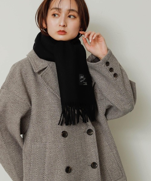 SENSE OF PLACE by URBAN RESEARCH（センスオブプレイスバイアーバンリサーチ）の「カシミヤ混ウールストール（マフラー・レディース・ブラック/オレンジ/アイボリー・ONE）」の8枚目の写真