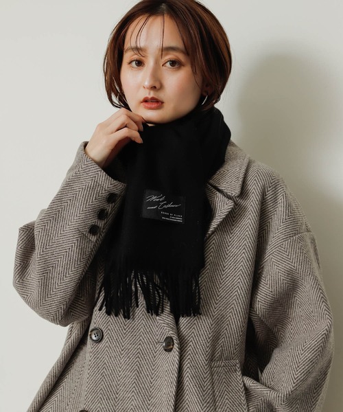 SENSE OF PLACE by URBAN RESEARCH（センスオブプレイスバイアーバンリサーチ）の「カシミヤ混ウールストール（マフラー・レディース・ブラック/オレンジ/アイボリー・ONE）」の10枚目の写真