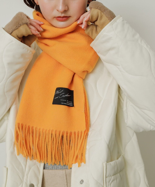 SENSE OF PLACE by URBAN RESEARCH（センスオブプレイスバイアーバンリサーチ）の「カシミヤ混ウールストール（マフラー・レディース・ブラック/オレンジ/アイボリー・ONE）」の15枚目の写真