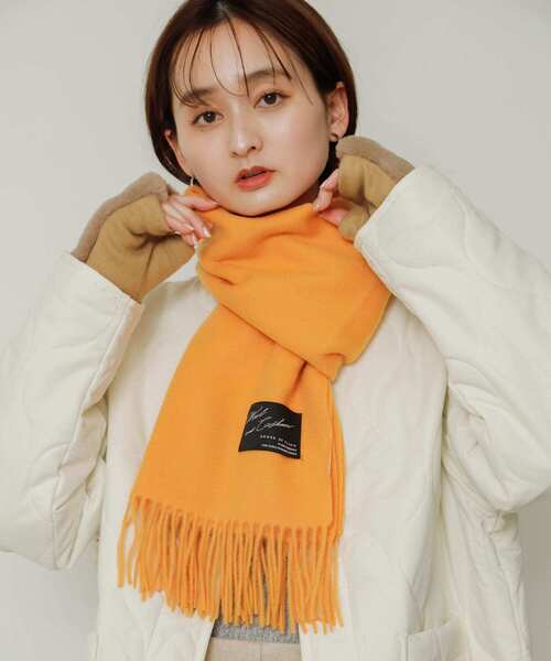 SENSE OF PLACE by URBAN RESEARCH（センスオブプレイスバイアーバンリサーチ）の「カシミヤ混ウールストール（マフラー・レディース・ブラック/オレンジ/アイボリー・ONE）」の16枚目の写真