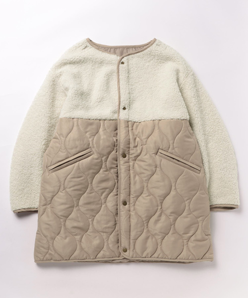 STYLEBLOCK（スタイルブロック）の「マットタフタ×ボア切替M65ショートコート（ブルゾン・レディース・アイボリー/ブラック/オリーブ/ライトベージュ/ベージュ・M）」の5枚目の写真