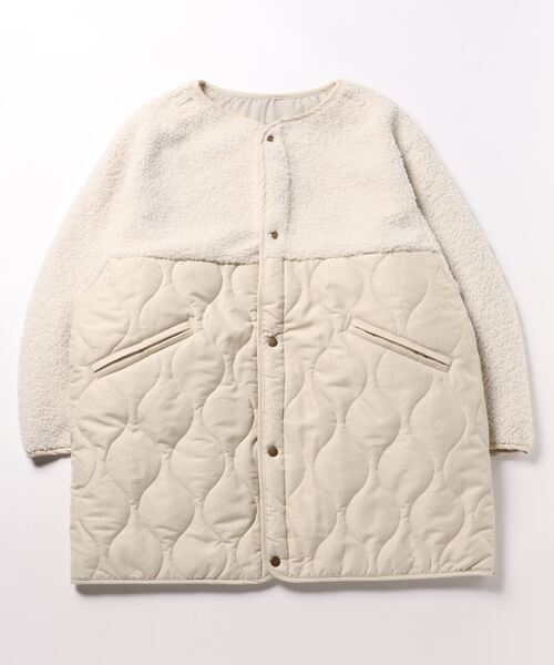 STYLEBLOCK（スタイルブロック）の「マットタフタ×ボア切替M65ショートコート（ブルゾン・レディース・アイボリー/ブラック/オリーブ/ライトベージュ/ベージュ・M）」の2枚目の写真