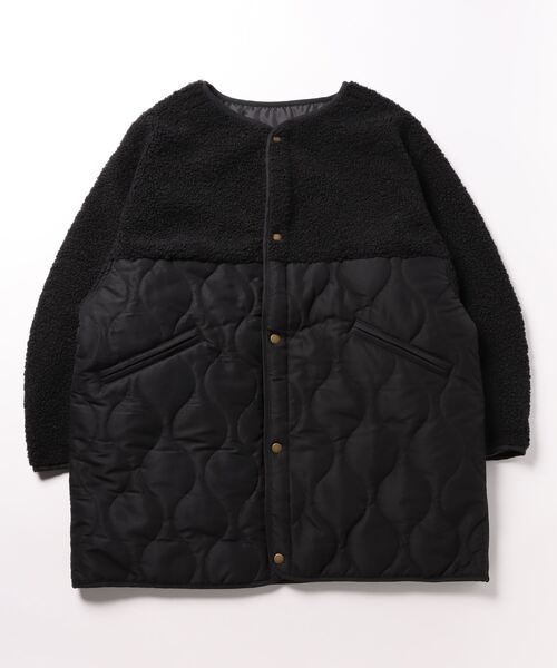 STYLEBLOCK（スタイルブロック）の「マットタフタ×ボア切替M65ショートコート（ブルゾン・レディース・アイボリー/ブラック/オリーブ/ライトベージュ/ベージュ・M）」の3枚目の写真