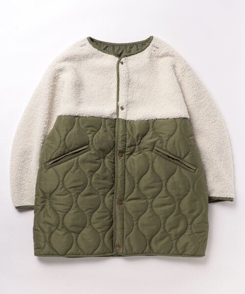 STYLEBLOCK（スタイルブロック）の「マットタフタ×ボア切替M65ショートコート（ブルゾン・レディース・アイボリー/ブラック/オリーブ/ライトベージュ/ベージュ・M）」の11枚目の写真