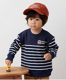 電車刺しゅうボーダートレーナー