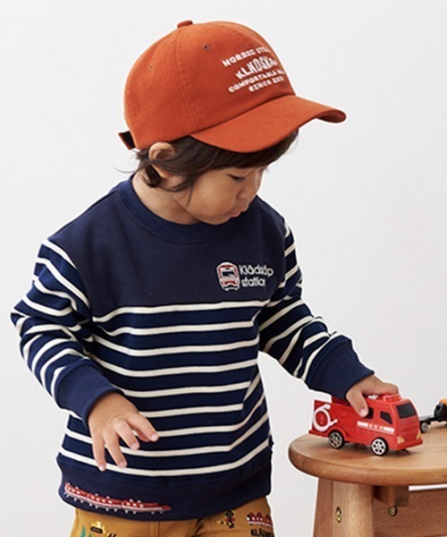 kladskap（クレードスコープ）の「電車刺しゅうボーダートレーナー（スウェット・キッズ・ネイビー/アイボリー・90cm/80ｃｍ/100cm/130cm/110cm/120cm）」の4枚目の写真