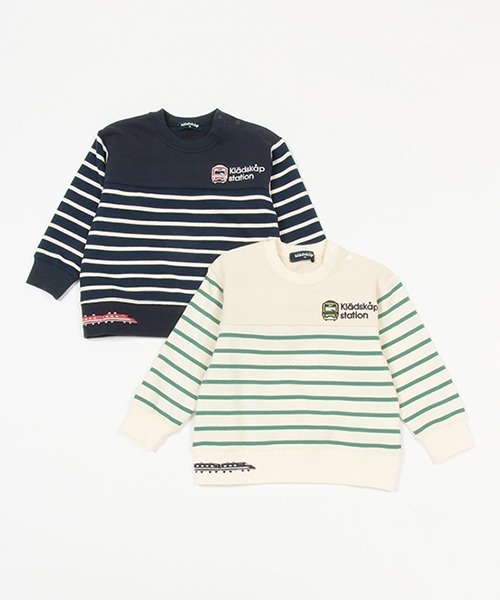 kladskap（クレードスコープ）の「電車刺しゅうボーダートレーナー（スウェット・キッズ・ネイビー/アイボリー・90cm/80ｃｍ/100cm/130cm/110cm/120cm）」の10枚目の写真