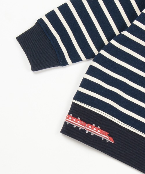 kladskap（クレードスコープ）の「電車刺しゅうボーダートレーナー（スウェット・キッズ・ネイビー/アイボリー・90cm/80ｃｍ/100cm/130cm/110cm/120cm）」の15枚目の写真