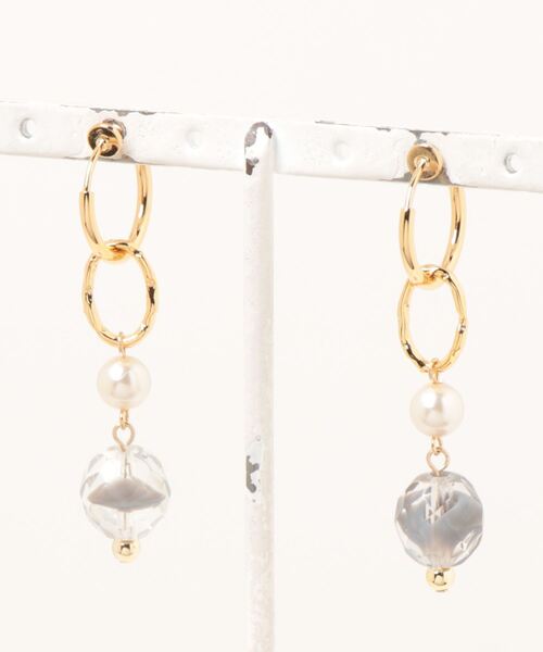 tone(トーン)の「【Cherie+Chambre】Beads×Pearl Ring Earring(イヤリング・レディース・グレー・FREE)」の2枚目の写真