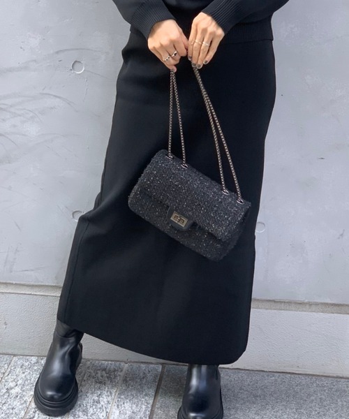 E&C closet…（イーアンドシークローゼット）の「ツイードチェーンバッグ（ショルダーバッグ・レディース・ブラック/その他・FREE）」の5枚目の写真