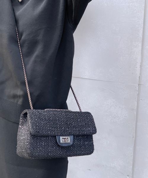 E&C closet…（イーアンドシークローゼット）の「ツイードチェーンバッグ（ショルダーバッグ・レディース・ブラック/その他・FREE）」の4枚目の写真
