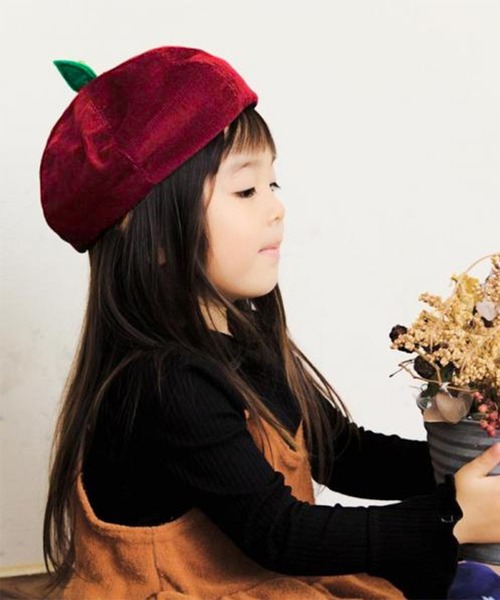 コーデユロイリンゴベレー（ハンチング/ベレー帽）｜14+（イチヨン