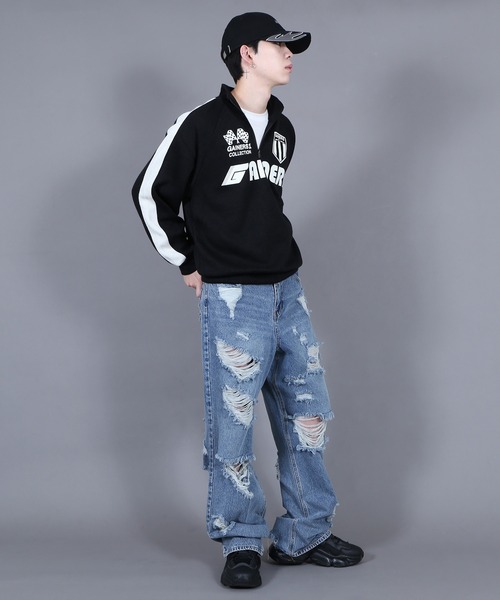 Figments（フィグメンツ）の「ハーフZIPスポーツロゴニットプルオーバー（ニット/セーター・レディース・ブラック・FREE）」の2枚目の写真