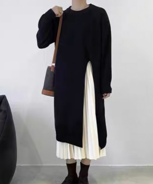 Miniministore(ミニミニストア)の「ニットワンピース 秋冬 ディープスリット(ワンピース・レディース・ブラック/アイボリー/ブルーグレー/グレー・フリー)」の22枚目の写真
