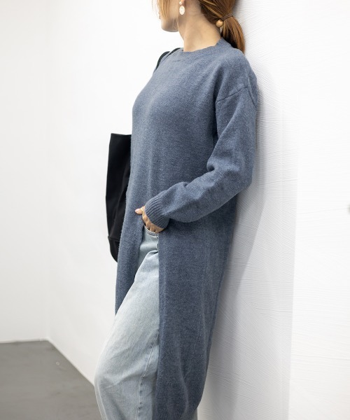 Miniministore(ミニミニストア)の「ニットワンピース 秋冬 ディープスリット(ワンピース・レディース・ブラック/アイボリー/ブルーグレー/グレー・フリー)」の6枚目の写真