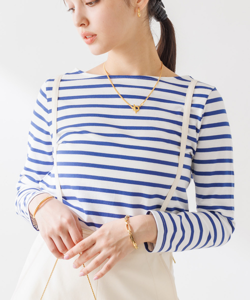 Rouge vif Anna(ルージュヴィフアンナ)の「バックVボーダーロンT(Tシャツ/カットソー・レディース・ブラック/ブルー・フリー)」の7枚目の写真