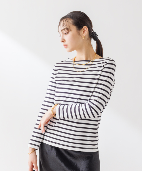 Rouge vif Anna(ルージュヴィフアンナ)の「バックVボーダーロンT(Tシャツ/カットソー・レディース・ブラック/ブルー・フリー)」の10枚目の写真