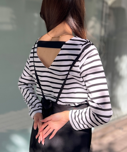 Rouge vif Anna(ルージュヴィフアンナ)の「バックVボーダーロンT(Tシャツ/カットソー・レディース・ブラック/ブルー・フリー)」の20枚目の写真