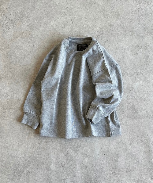 BIG FIELD（ビッグフィールド）の「ヘビーウェイト無地ロンT（90～150cm）（Tシャツ/カットソー・キッズ・グリーン/杢グレー/チャコール/オフホワイト・110/90/100/120/150/140/130）」の2枚目の写真