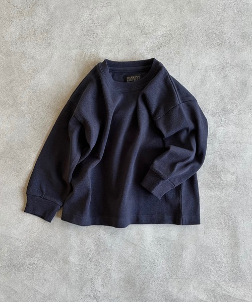 BIG FIELD（ビッグフィールド）の「ヘビーウェイト無地ロンT（90～150cm）（Tシャツ/カットソー・キッズ・グリーン/杢グレー/チャコール/オフホワイト・110/90/100/120/150/140/130）」の3枚目の写真