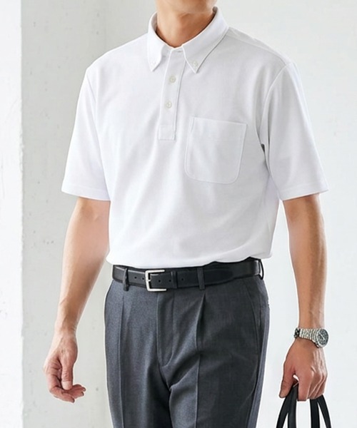 TETE HOMME（テットオム）の「【WEB限定】吸水速乾 ドライ ストレッチポロシャツ（ポロシャツ・メンズ・ネイビー/ホワイト/ブルー・MEDIUM/X-LARGE/LARGE）」の13枚目の写真