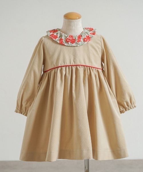 【セール】【Hoppetta】ベリー刺繍襟コーデュロイドレス 80cm・90cm・100cm（その他ベビーウェア）｜Hoppetta（ホッペッタ）