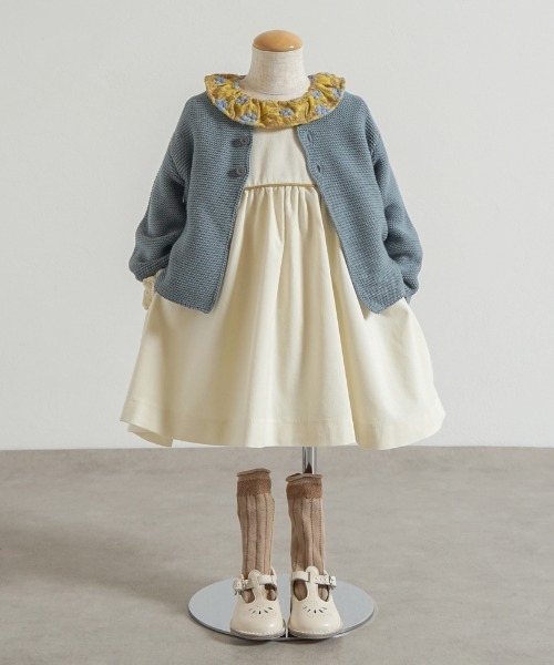 【セール】【Hoppetta】ベリー刺繍襟コーデュロイドレス 80cm・90cm・100cm（その他ベビーウェア）｜Hoppetta（ホッペッタ）