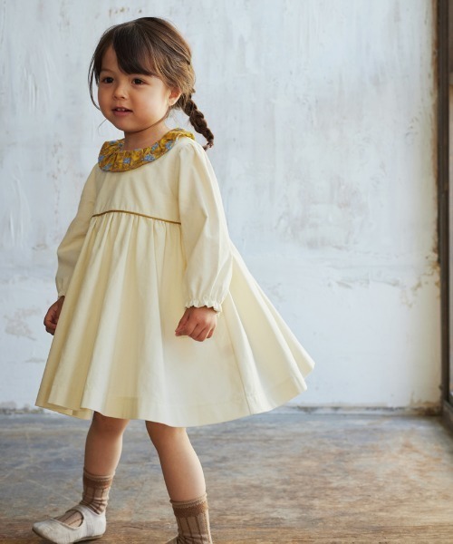 【セール】【Hoppetta】ベリー刺繍襟コーデュロイドレス 80cm・90cm・100cm（その他ベビーウェア）｜Hoppetta（ホッペッタ）