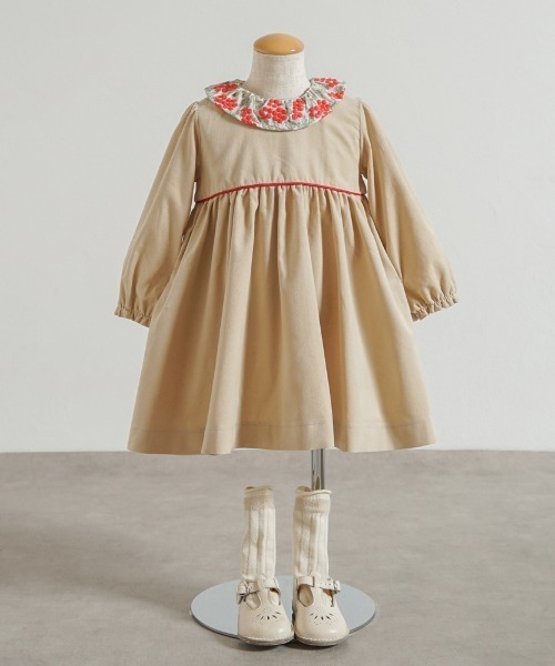 【セール】【Hoppetta】ベリー刺繍襟コーデュロイドレス 80cm・90cm・100cm（その他ベビーウェア）｜Hoppetta（ホッペッタ）