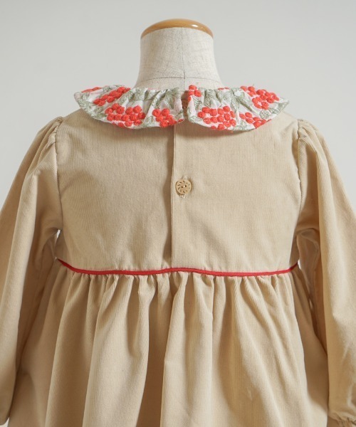 【セール】【Hoppetta】ベリー刺繍襟コーデュロイドレス 80cm・90cm・100cm（その他ベビーウェア）｜Hoppetta（ホッペッタ）