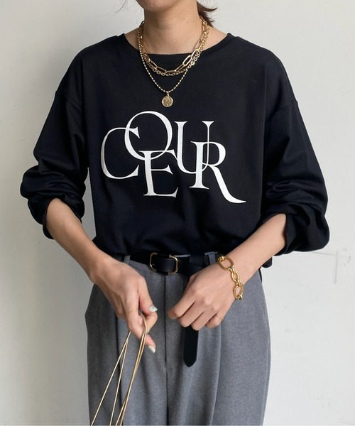DouDou（ドゥドゥ）の「【WEB限定】フロッキーロゴロンTEE（Tシャツ/カットソー・レディース・ブラック/グレー/オフホワイト・FREE）」の10枚目の写真
