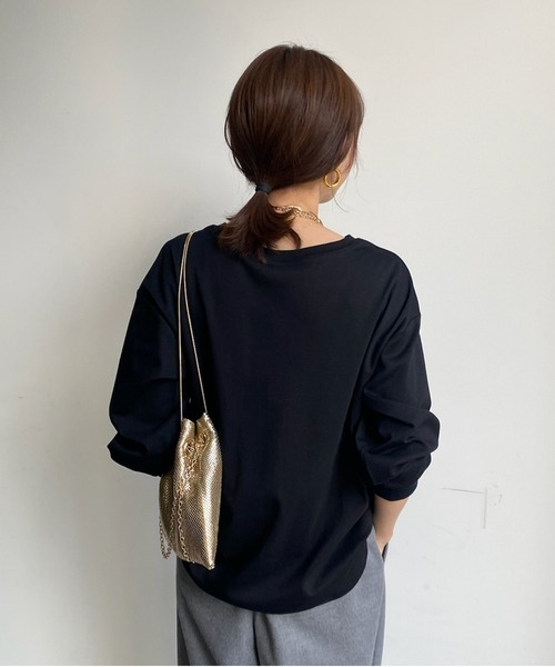 DouDou（ドゥドゥ）の「【WEB限定】フロッキーロゴロンTEE（Tシャツ/カットソー・レディース・ブラック/グレー/オフホワイト・FREE）」の12枚目の写真