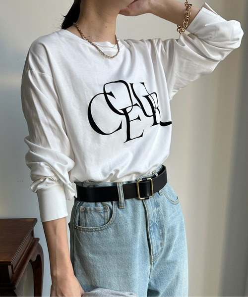 DouDou（ドゥドゥ）の「【WEB限定】フロッキーロゴロンTEE（Tシャツ/カットソー・レディース・ブラック/グレー/オフホワイト・FREE）」の17枚目の写真