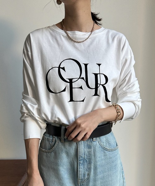 DouDou（ドゥドゥ）の「【WEB限定】フロッキーロゴロンTEE（Tシャツ/カットソー・レディース・ブラック/グレー/オフホワイト・FREE）」の18枚目の写真