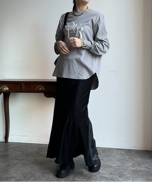 DouDou（ドゥドゥ）の「【WEB限定】フロッキーロゴロンTEE（Tシャツ/カットソー・レディース・ブラック/グレー/オフホワイト・FREE）」の20枚目の写真