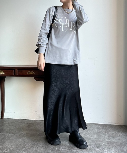DouDou（ドゥドゥ）の「【WEB限定】フロッキーロゴロンTEE（Tシャツ/カットソー・レディース・ブラック/グレー/オフホワイト・FREE）」の21枚目の写真
