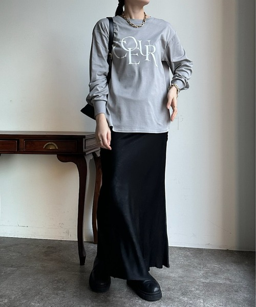 DouDou（ドゥドゥ）の「【WEB限定】フロッキーロゴロンTEE（Tシャツ/カットソー・レディース・ブラック/グレー/オフホワイト・FREE）」の22枚目の写真