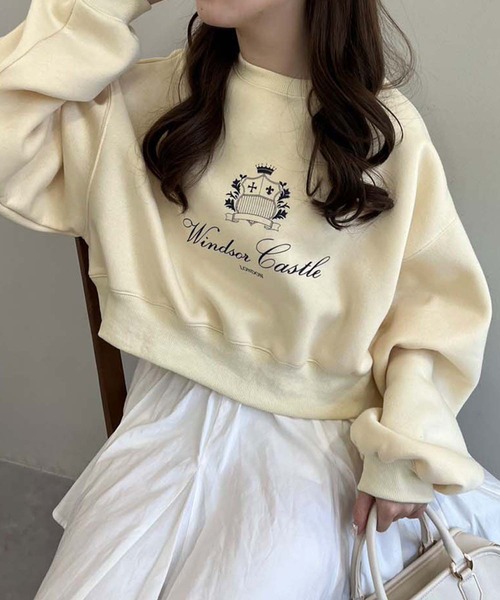 one after another NICE CLAUP（ワンアフターアナザーナイスクラップ）の「アソートショートスウェット（スウェット・レディース・イエロー/グレー/オフホワイト・FREE）」の3枚目の写真