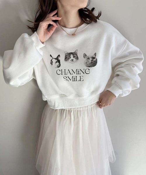 one after another NICE CLAUP（ワンアフターアナザーナイスクラップ）の「アソートショートスウェット（スウェット・レディース・イエロー/グレー/オフホワイト・FREE）」の6枚目の写真